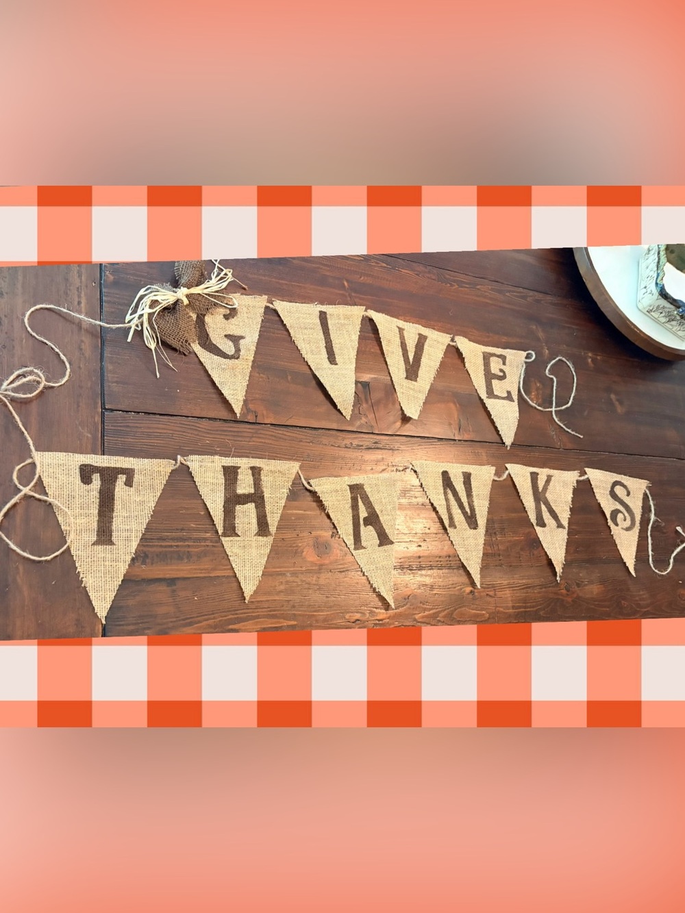 Rustic Burlap "Give Thanks" Banner Thanksgiving 🦃